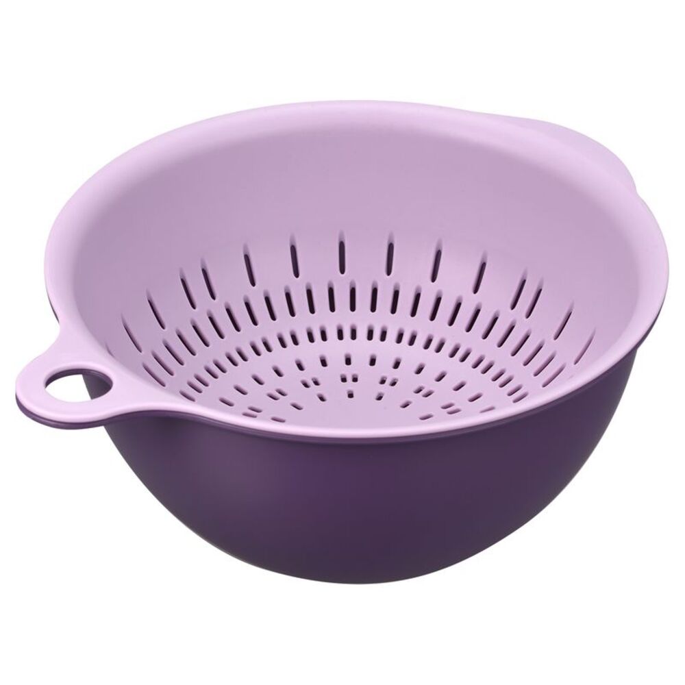 Strainer Bowl , Small Double Layer Drain Basin and Basket - Purple